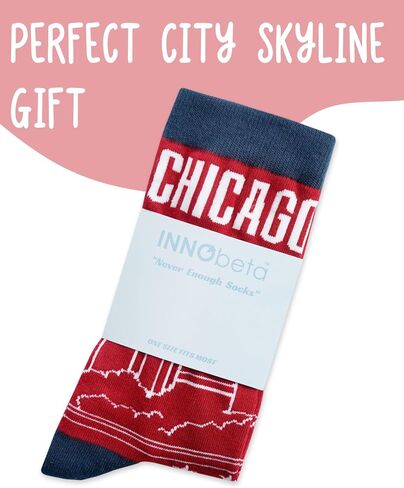 InnoBeta City Skyline Gifts, Gifts on Birthday and Christmas, One Size Crew Socks - Chicago in Saudi Arabia