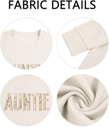 Womens Auntie Sweatshirt Crewneck Aunt Sweatshirt Floral Applique Embroidery Shirts Long Sleeve Pullover Sweater in Saudi Arabia