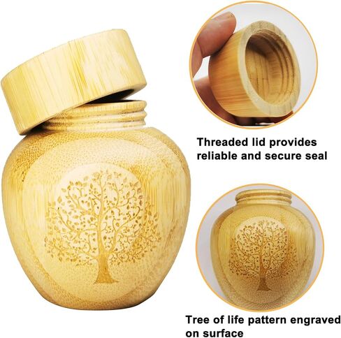 Mini Scattering Urns for Human Ashes Adult, Tree of Life Pattern Engraved Biodegradable Bamboo Urns, 2.1''x2.6'' Scattering Tubes (Set of 1) in Saudi Arabia