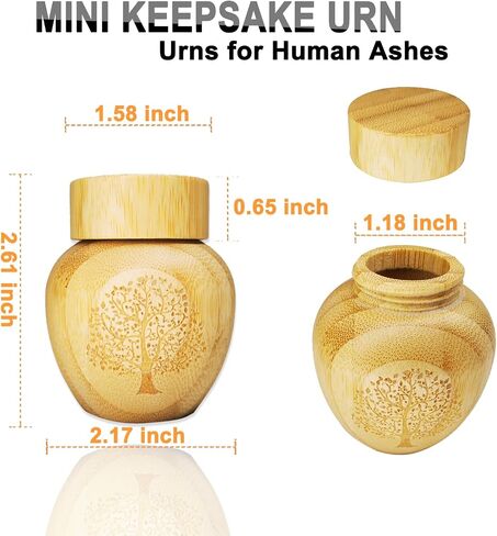 Mini Scattering Urns for Human Ashes Adult, Tree of Life Pattern Engraved Biodegradable Bamboo Urns, 2.1''x2.6'' Scattering Tubes (Set of 1) in Saudi Arabia