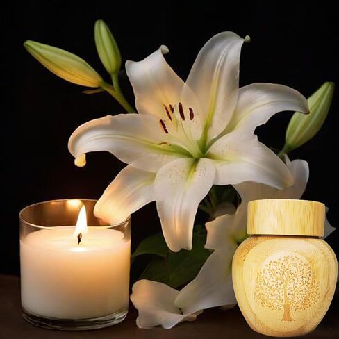 Mini Scattering Urns for Human Ashes Adult, Tree of Life Pattern Engraved Biodegradable Bamboo Urns, 2.1''x2.6'' Scattering Tubes (Set of 1) in Saudi Arabia