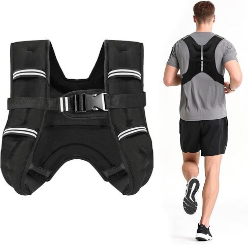 Weighted Vest 12lb, Weight Vest with Reflective Stripe for Workout, Strength Training, Running, Fitness, Muscle Building, Weight Loss, Weightlifting in Kuwait