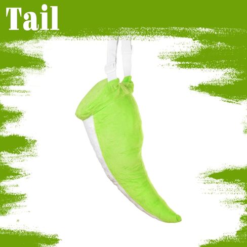 Plush Monster Tail Costume Accessory with Adjustable Straps, Yellow and Green, Halloween Party Dress Up in Saudi Arabia