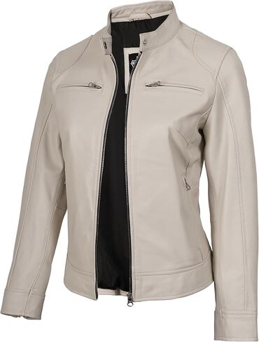 سترة جلدية للنساء - سترات جلدية من جلد الخراف الحقيقي لراكبي الدراجات النارية من Dodg للسيدات in Kuwait