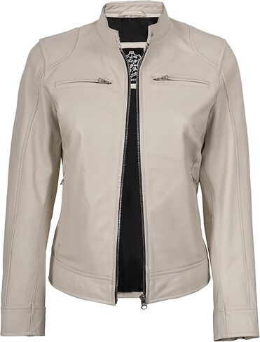 سترة جلدية للنساء - سترات جلدية من جلد الخراف الحقيقي لراكبي الدراجات النارية من Dodg للسيدات in Kuwait