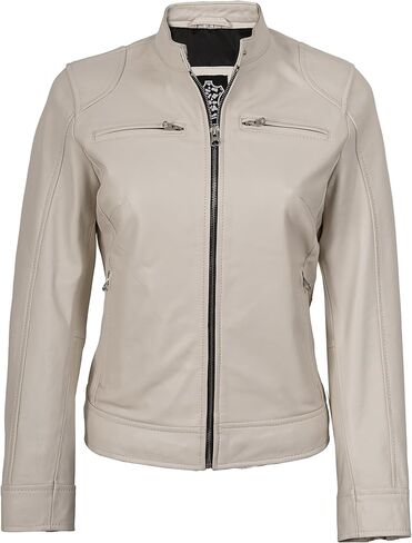 سترة جلدية للنساء - سترات جلدية من جلد الخراف الحقيقي لراكبي الدراجات النارية من Dodg للسيدات in Kuwait