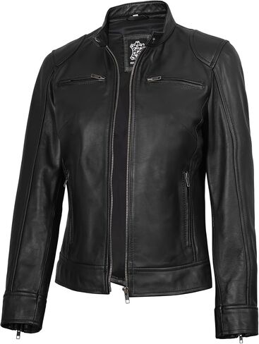 Leather Jacket Women - Real Lambskin Leather Dodg Women Biker Motorcycle Leather Jackets For Womens in Kuwait