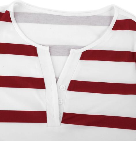 LilyCoco Womens Tunic Striped 3/4 Sleeve V Neck T Shirts Casual Botton Shirt in Saudi Arabia