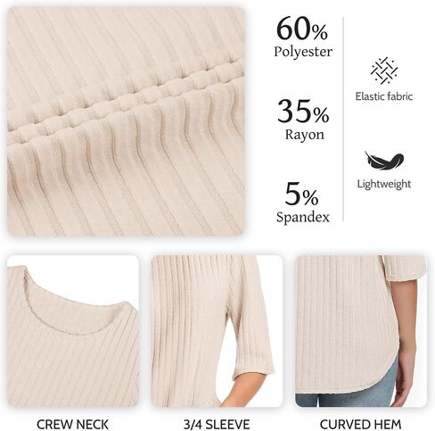 سترات الخريف النسائية 3/4 كم فضفاضة تناسب تونك القمم Crewneck متأنق بلوزات كبيرة الحجم غير رسمية 2025 in Kuwait