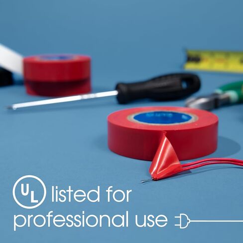 Spartan Industrial - 3/4" X 66' Red Vinyl Tape - 12 Waterproof Colorful Electrical Tape Rolls for Color Coding, Cable Repair, and More in Kuwait