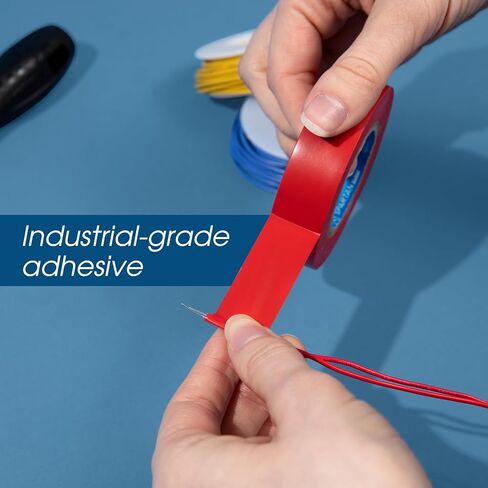 Spartan Industrial - 3/4" X 66' Red Vinyl Tape - 12 Waterproof Colorful Electrical Tape Rolls for Color Coding, Cable Repair, and More in Kuwait