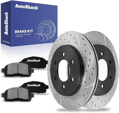 وسادات فرامل دوارة من السيراميك لدوارات الفرامل المحفورة والمشقوقة من AutoShack | بديل لسيارة فورد F-150 2004-2008 2006-2008 لينكولن مارك LT 5.4L V8 4WD AWD RWD | المغلفة الإلكترونية | طقم فرامل 6 قطع | ShadowGuard in Saudi Arabia