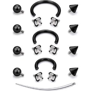 Oufksiyy 16 جرام حلقات الحاجز الخيوط الداخلية الجراحية الصلب الحاجز مجوهرات الشفاه خواتم هوب Labret مجوهرات حدوة الحصان أقراط Daith ثقب المجوهرات للنساء الرجال 8 مم 10 مم 12 مم فضي ذهبي أسود in Kuwait