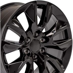 عجلات OE WHEELS CV32 20x9 RST - إطارات سوداء لامعة مقاس 20 بوصة، مجموعة من 4 عجلات، 6x139.7 - TPMS اختيارية وحزم إطارات وحواف 275/55R20 - تناسب سيارات الدفع الرباعي ذات الحجم الكامل Silverado 1500 وGM (مجموعة من 4) in Kuwait