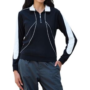 بلوفر صوف ميرينو بسحاب ربع للنساء لممارسة التمارين الرياضية، سويت شيرت ناعم ومريح بياقة حرارية للنساء in Kuwait