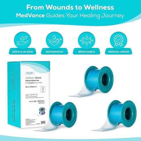 MedVance Soft Silicone Tape with Perforation for Easy Cut Size - 1" Width (1 Pack, 5 Yards) in Kuwait