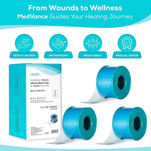 MedVance Soft Silicone Tape with Perforation for Easy Cut Size - 1" Width (1 Pack, 5 Yards) in Kuwait
