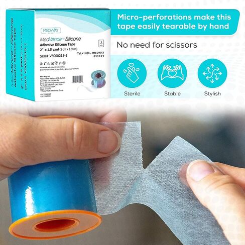 MedVance Soft Silicone Tape with Perforation for Easy Cut Size - 1" Width (1 Pack, 5 Yards) in Kuwait
