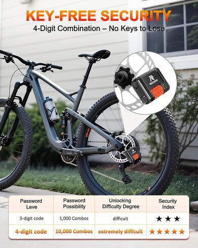 ONVIAN Scooter Lock, Bike Lock with 5 Digit Combination, 3.2Ft Bicycle Lock Snowboard Lock, Long Heavy Duty Anti-Theft Bicycle Chain Lock for E-Bike, Bicycle, Scooter, Motorcycle, Door, Gate, Fence in Kuwait