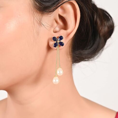 Ratnavali Jewels Cubic Zirconia Gold Plated Removeable Pearl Drop Wedding Earrings for Brides, Bridesmaids, Mother, Gifts in Saudi Arabia