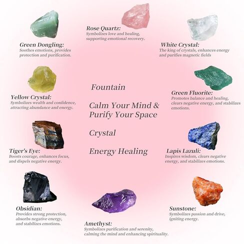 نافورة منضدية Crystal Tree - شلال طاقة علاجية مزود بمصباح LED ورذاذ مرطب و10 بلورات مجانية in Kuwait