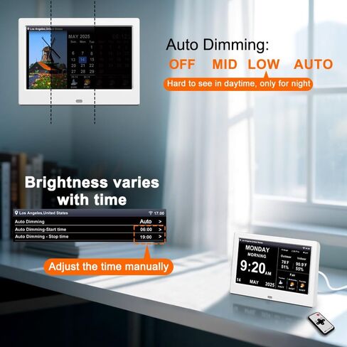 2025 Digital Clock with Weather Forecast & Temperature/Humidity Large Display,Auto Time Sync, Custom Alarms & Medication Reminders, Elderly Memory Loss (Black, 10.1 Inch) in Kuwait
