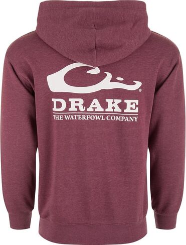 سترة بغطاء للرأس بشعار Drake Waterfowl للرجال - بلوفر صوف من القطن والبوليستر متوسط ​​الوزن مع غطاء رأس مبطن بالجيرسي in Saudi Arabia