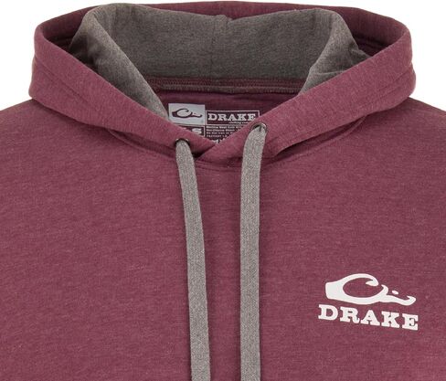 سترة بغطاء للرأس بشعار Drake Waterfowl للرجال - بلوفر صوف من القطن والبوليستر متوسط ​​الوزن مع غطاء رأس مبطن بالجيرسي in Saudi Arabia