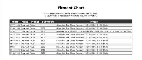 ختم ناقل الحركة اليدوي الخلفي متوافق مع شاحنة شيفروليه 1958 1957 1956 1955 1954 1953 1952 1951 1950 1949 1948 P-2589230 in Saudi Arabia