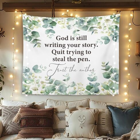 OXW Floral Christian Tapestry Wall Hanging, Spiritual Decor, Christian Scripture Wall Art Decor, Bible Verses Wall Decor for Prayer Room Church Bedroom, God is Within Her She Will Not Fall, 50×60 inches in Kuwait
