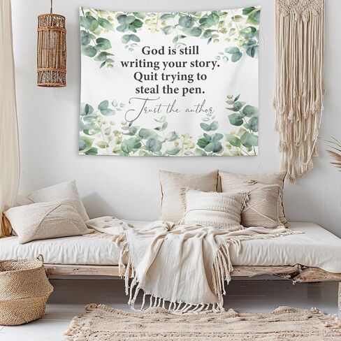 OXW Floral Christian Tapestry Wall Hanging, Spiritual Decor, Christian Scripture Wall Art Decor, Bible Verses Wall Decor for Prayer Room Church Bedroom, God is Within Her She Will Not Fall, 50×60 inches in Kuwait