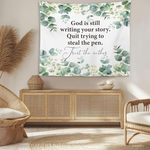 OXW Floral Christian Tapestry Wall Hanging, Spiritual Decor, Christian Scripture Wall Art Decor, Bible Verses Wall Decor for Prayer Room Church Bedroom, God is Within Her She Will Not Fall, 50×60 inches in Kuwait