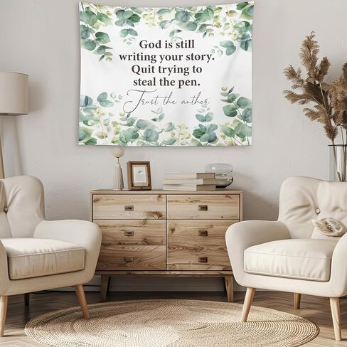 OXW Floral Christian Tapestry Wall Hanging, Spiritual Decor, Christian Scripture Wall Art Decor, Bible Verses Wall Decor for Prayer Room Church Bedroom, God is Within Her She Will Not Fall, 50×60 inches in Kuwait