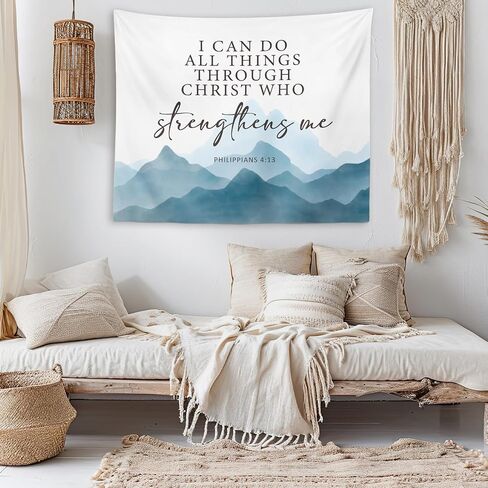 OXW Floral Christian Tapestry Wall Hanging, Spiritual Decor, Christian Scripture Wall Art Decor, Bible Verses Wall Decor for Prayer Room Church Bedroom, God is Within Her She Will Not Fall, 50×60 inches in Saudi Arabia