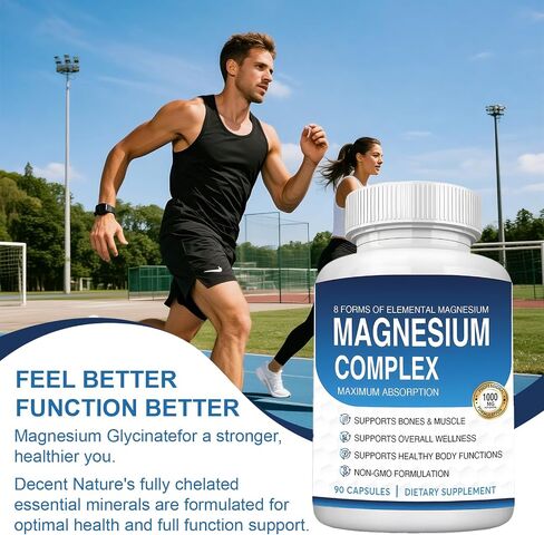 Magnesium Complex Supplement 8 Elemental 1000mg - Citrate, Malate for Easy Absorption for Bones, Muscle, Recovery, Energy, Vegan Non-GMO 90 Capsules A in Saudi Arabia