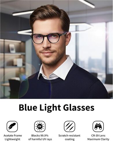 نظارات Xenvue Blue Light Blocking للرجال - ممتازة + نظارات كمبيوتر وشاشة أنيقة، تقلل من إجهاد العين in Saudi Arabia