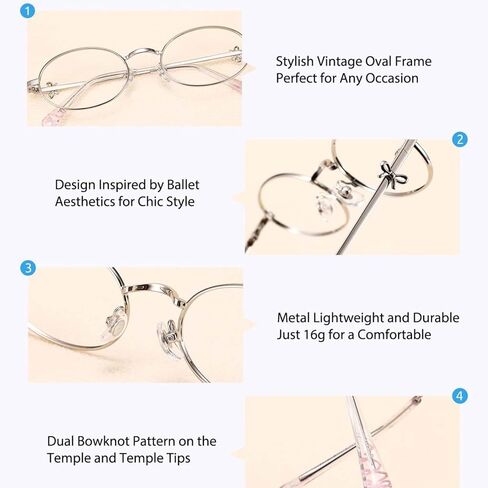 Firmoo Oval Blue Light Blocking Glasses Anti Eyestrain Bluelight Glasses for Woman, Computer Gaming Eyeglasses Bow164 in Saudi Arabia