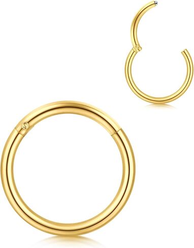 AVYRING 16 جرام 18 جرام 20 جرام 316L حلقات أنف مضادة للحساسية من الفولاذ الجراحي الفضي والذهبي والأطواق الأنفية حلقة حاجز مفصلية نقرات حلزونية غضروفية بدون خياطة أقراط قوقعة للنساء والرجال 6 مم 7 مم 8 مم in Kuwait