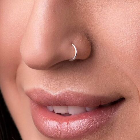 AVYRING 16 جرام 18 جرام 20 جرام 316L حلقات أنف مضادة للحساسية من الفولاذ الجراحي الفضي والذهبي والأطواق الأنفية حلقة حاجز مفصلية نقرات حلزونية غضروفية بدون خياطة أقراط قوقعة للنساء والرجال 6 مم 7 مم 8 مم in Kuwait