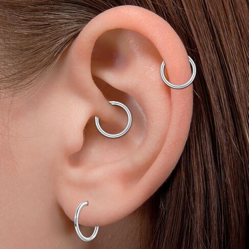 AVYRING 16 جرام 18 جرام 20 جرام 316L حلقات أنف مضادة للحساسية من الفولاذ الجراحي الفضي والذهبي والأطواق الأنفية حلقة حاجز مفصلية نقرات حلزونية غضروفية بدون خياطة أقراط قوقعة للنساء والرجال 6 مم 7 مم 8 مم in Kuwait