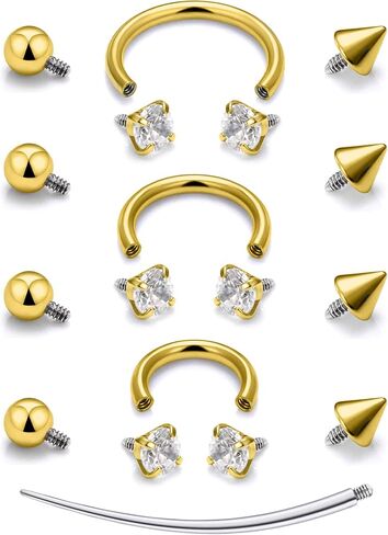 Oufksiyy 16g Septum Rings Internally Threaded Surgical Steel Septum Jewelry Lip Rings Hoop Labret Jewelry Horseshoe Earrings Daith Piercing Jewelry for Women Men 8mm 10mm 12mm Silver Gold Black in Kuwait