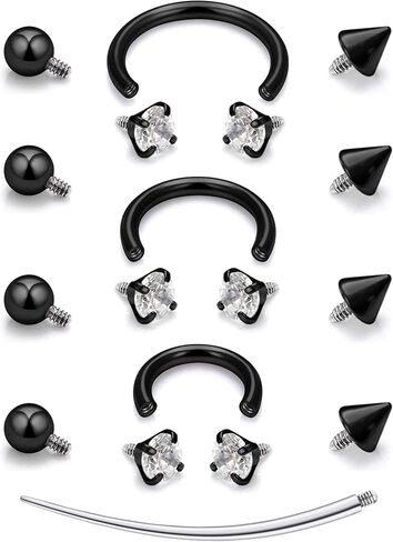 Oufksiyy 16 جرام حلقات الحاجز الخيوط الداخلية الجراحية الصلب الحاجز مجوهرات الشفاه خواتم هوب Labret مجوهرات حدوة الحصان أقراط Daith ثقب المجوهرات للنساء الرجال 8 مم 10 مم 12 مم فضي ذهبي أسود in Kuwait