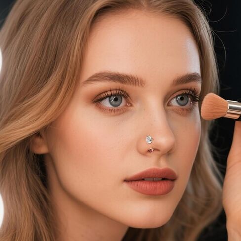6Pcs Horseshoe Nose Ring Hoop Septum Ring, 14K Gold Plated Hypoallergenic 316L Stainless Steel Double Head Cubic Zirconia Cartilage Earrings Hoops Helix Piercing Jewelry for Women 20G in Saudi Arabia