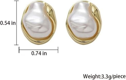Boho Pearl Statement Earrings for Women Irregular Pearl and Gold Stud Earrings Big Round Freshwater Pearls Bridal Earring Beach Ocean Vacation Jewelry in Saudi Arabia