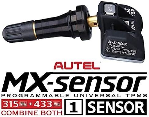 Autel MX-Sensor - مستشعر TPMS قابل للبرمجة (315 ميجاهرتز + 433 ميجاهرتز) - جذع مطاطي، ضغط للداخل، تغطية مركبة بنسبة 99%، قابل للاستنساخ بنسبة 100%، مبرمج بواسطة TS401 TS601 TS508 TS601 MK808TS ms906tsits600 (الكمية 1) in Saudi Arabia