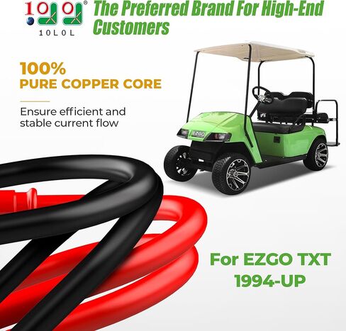 Golf Cart Battery Cables 4 Gauge for 36v & 48v EZGO TXT 1994-UP, AC/DC Wire Welding Battery Pure Copper Flexible Cable with Heavy Duty Terminal Connector in Kuwait