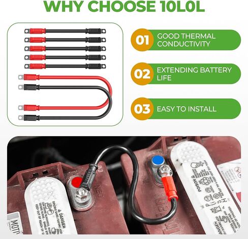 Golf Cart Battery Cables 4 Gauge for 36v & 48v EZGO TXT 1994-UP, AC/DC Wire Welding Battery Pure Copper Flexible Cable with Heavy Duty Terminal Connector in Kuwait