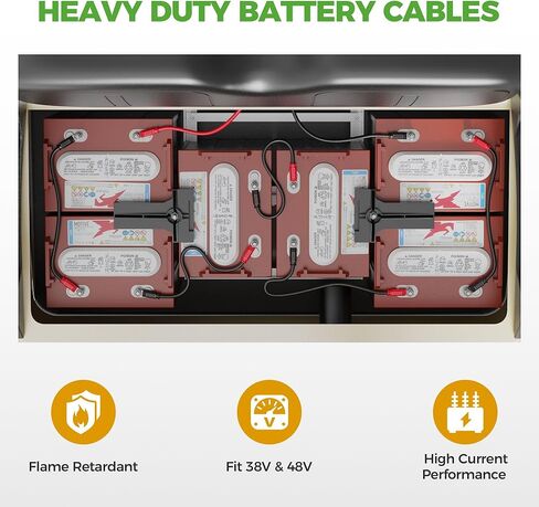 Golf Cart Battery Cables 4 Gauge for 36v & 48v EZGO TXT 1994-UP, AC/DC Wire Welding Battery Pure Copper Flexible Cable with Heavy Duty Terminal Connector in Kuwait