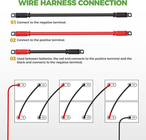 Golf Cart Battery Cables 4 Gauge for 36v & 48v EZGO TXT 1994-UP, AC/DC Wire Welding Battery Pure Copper Flexible Cable with Heavy Duty Terminal Connector in Kuwait