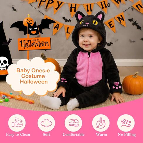 LiuSuper Unisex-Baby Animal Onesie Flannel Hooded Romper for Infants Toddlers 0-4T Halloween Winter Jumpsuit for Boys Girls in Kuwait